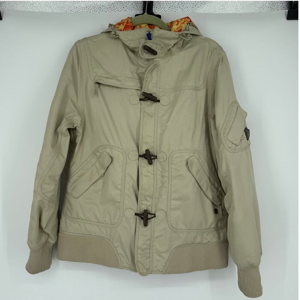 B by Burton Madison Beige Hooded Snow Board Ski Jacket with Removable Fur Trim